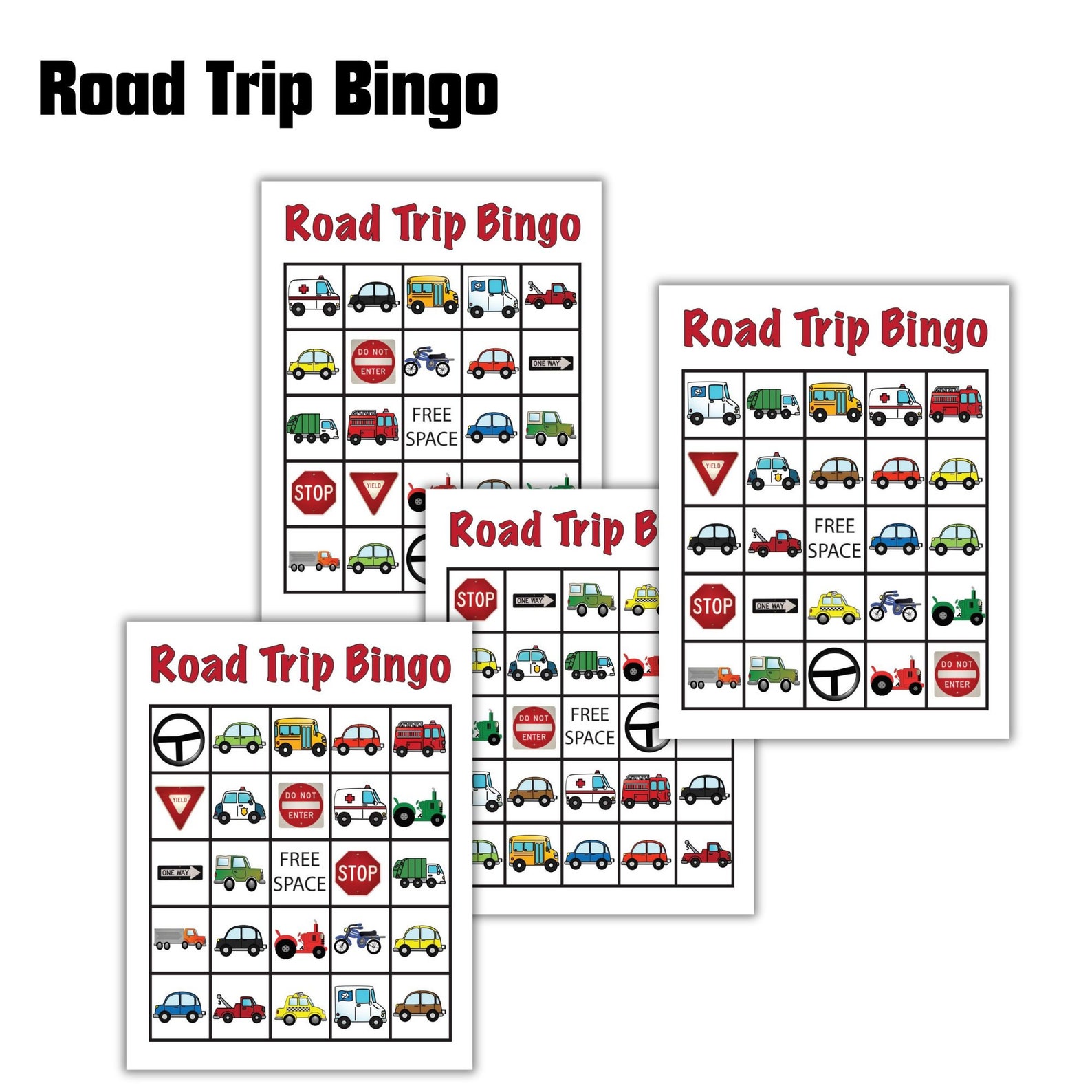 Kids Road Trip Games Printable Family Vacation Bingo Car Games I Spy ...