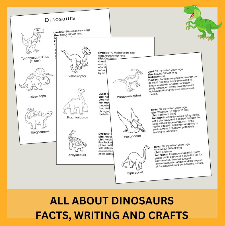 Dinosaur Printable Activity Homeschool Activity Dinosaur Busy Book ...