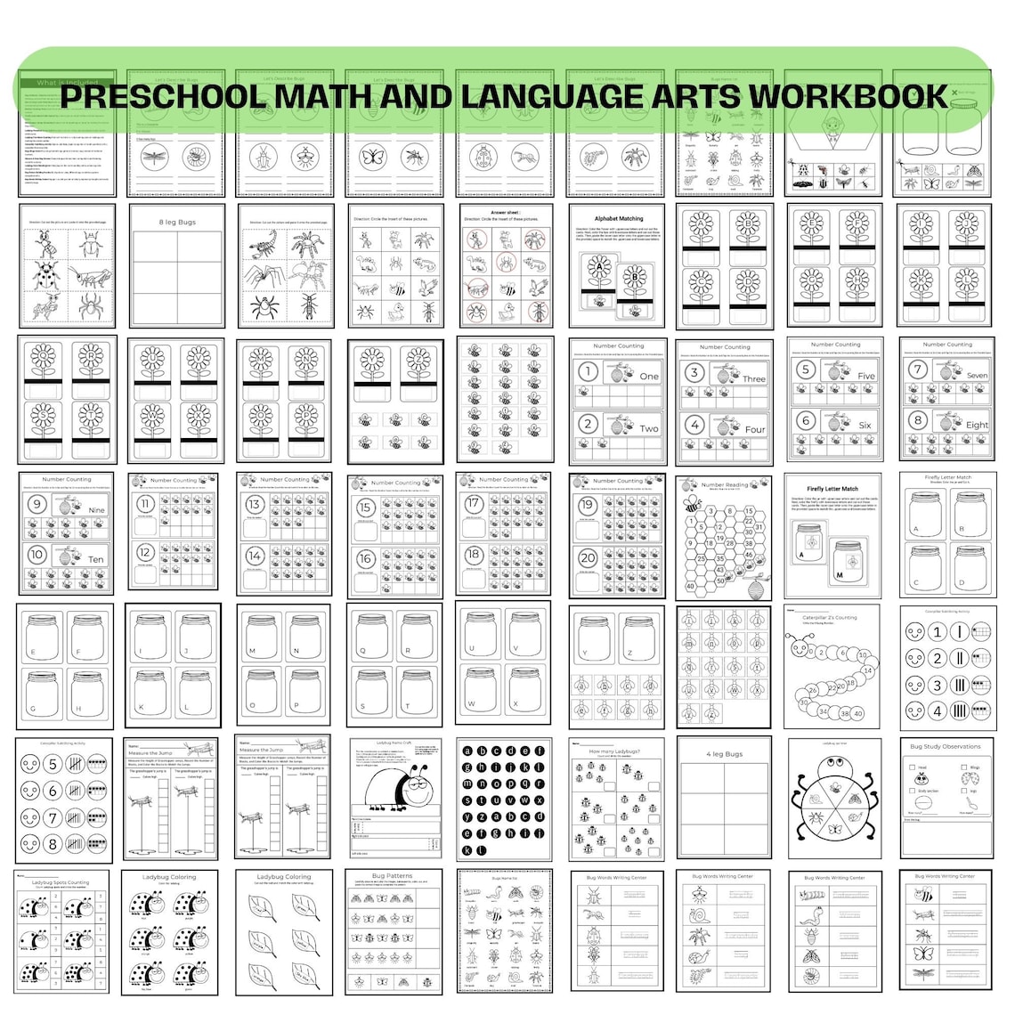 Preschool Workbook Printable Worksheets Homeschool Resources Insects ...