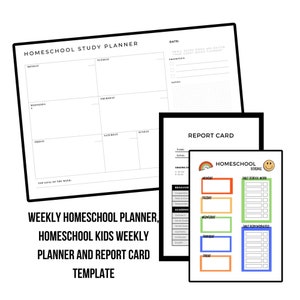 Homeschool Planner BUNDLE Printable Homeschool planner pages Lesson Planner, Report Card Template Kids Homeschool Planner Editable Weekly image 1