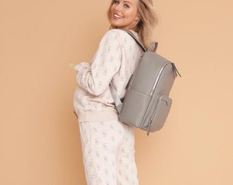 Zaino fasciatoio in ecopelle, borsa fasciatoio grande per neonati con ganci per passeggino.