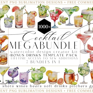 Aquarell Cocktail Clipart, Cocktail Clipart, Alkohol Illustrationen, Getränke Clipart, Garnituren, Bier, Nicht alkoholische Getränke