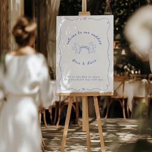 Skurriles Hochzeit Willkommensschild Vorlage: Handgezeichnetes Canva-Design (druckbar)