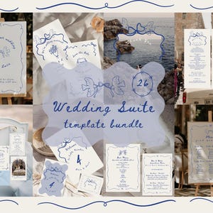 Whimsical Wedding Signs Bundle, Hand Drawn Wedding Templates, Artsy Stationery Set, Editable Canva Templates, Wedding Invitation Suite