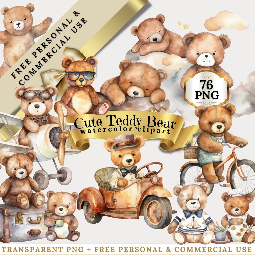 Gender Neutral Baby Shower Clipart, Teddy Bear Clipart, Nursery Clipart ...