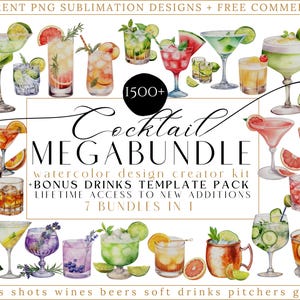 1500+ Aquarell Cocktail Clipart, Cocktail, Alkohol Illustrationen, alkoholfreie Getränke, Bier Clipart, Getränke Clipart