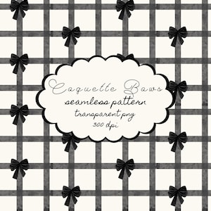 Fiocchi bianchi e neri motivo ripetuto senza soluzione di continuità per uso commerciale, motivo fiocco, carta a quadretti, design di San Valentino Coquette, download digitale