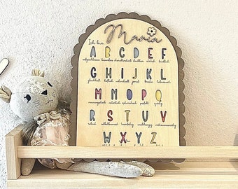 Affirmationstafel personalisiert und persoanlisierbar ABC aus Holz farbig