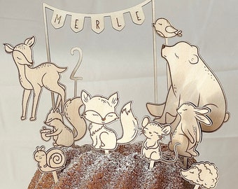 Caketopper forest animals personalized birthday