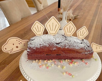 Wooden dinosaur cake decoration, sustainable cake topper for children's birthdays, dinosaur birthday theme