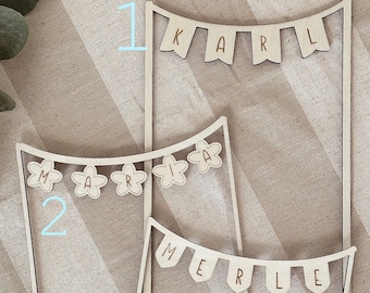 Caketopper pennant chain personalized birthday