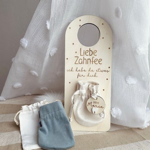 Türschild für die Zahnfee aus Holz personalisiert mit Namen, Kinderdeko, Kinderzimmer, Holzschild, Holzbrett Zahn Fee