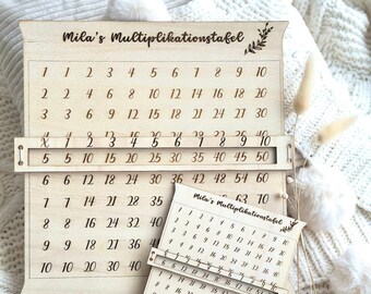 Multiplication table personalized 1x1 board for school children made of wood primary school, gift for enrollment