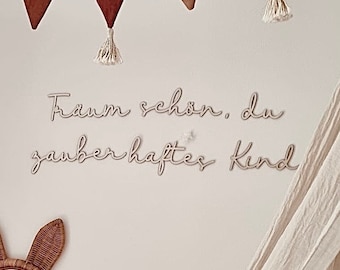 Wanddeko aus Holz Spruch Träum schön Schriftzug Kinderzimmer aus Holz Deko für das Kinderzimmer, Schlafzimmer, Wandschrift Holz