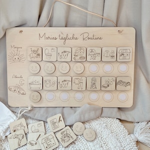 Morgen- und Abendroutine für Kinder, Alltagshilfe, täglicher Routineplan, personalisierbares Board aus Holz, Abendroutine, Morgenroutine