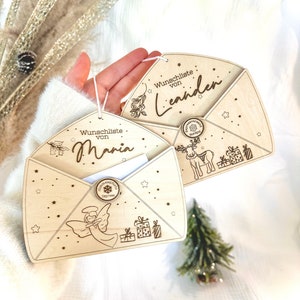 Weihnachtsbrief Wunschliste Weihnachtsmann Christkind Holz