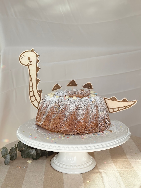 Caketopper Dinosaurier, aus Holz, Geburtstag, Kuchenstecker für Kindergeburtstag, Kastenkuchen, Dino Deko Geburtstagskind Motto