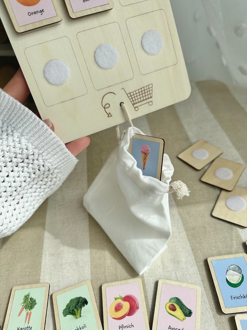 Wooden shopping list with realistic food images | realistic accessories for play shops or supermarkets image 6