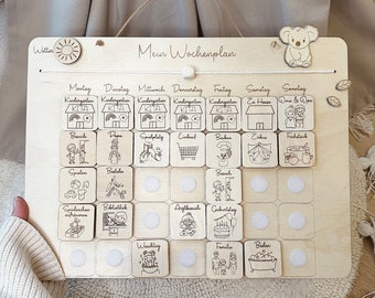 Weekly planner individually personalized made of wood, weekly calendar for children