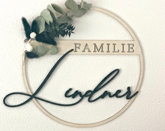 Personalized door wreath for families