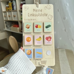 Montessori Einkaufsliste, Einkaufspiel Kinder, Montessori Einkaufen, Einkaufsbrett, Einkaufswagen, Lernspiel Einkaufsliste