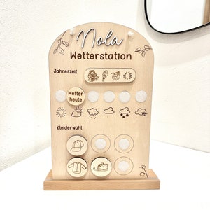 Weather station for children with clothing choice personalized made of wood image 4