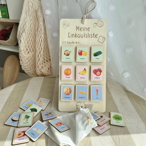 Wooden shopping list with realistic food images | realistic accessories for play shops or supermarkets image 2