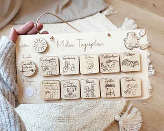 Personalized wooden daily planner, routine board, children's routine planner with weather display, calendar