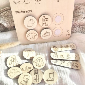 Weather station for children with clothing choice personalized made of wood image 2