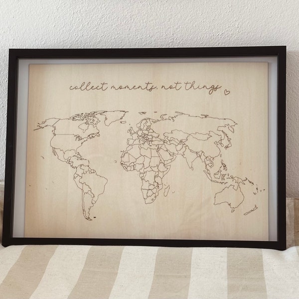 Weltkarte aus Holz für Bilderrahmen / Wanddeko