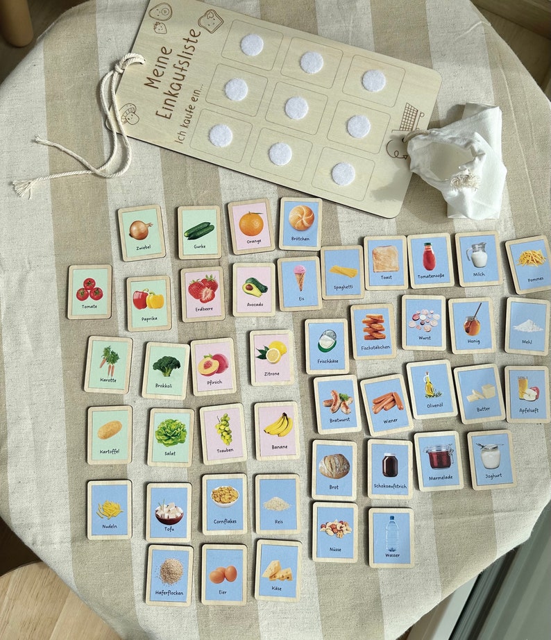 Wooden shopping list with realistic food images | realistic accessories for play shops or supermarkets image 4