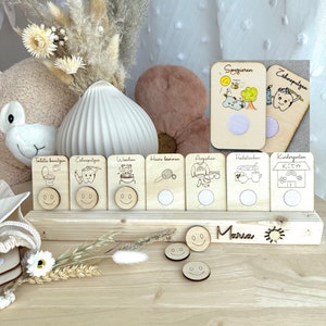 Routine plan for children individually, morning routine routine cards personalized in wood with color, Montessori, gift for parents