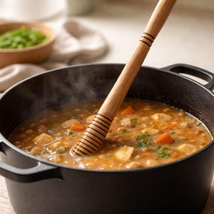 Spurtle en bois tourné à la main pour la cuisine, cerisier ou caryer, ergonomique, finition lisse