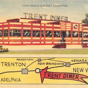 Retro-collectie - Comfortfood voor onderweg - 100 grote vintage diners - illustraties interieur en exterieur uit de jaren 40 en 50