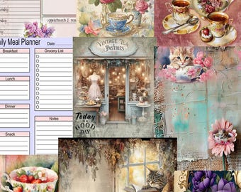 40 Printable Morning Journal Pages 300 dpi, lossless .png designs