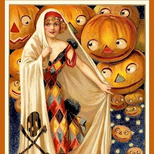 65 cartes d'Halloween vintage - Grandes illustrations dérivées de cartes postales anciennes et de rectos de cartes de voeux