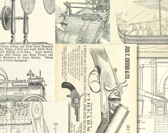 190Victorian Era Sepia Mechanical Drawings