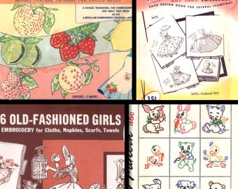 2735 Vintage Embroidery Patterns and Transfer Design Illustrations - (Digital Illustrations,Not Full-size patterns)