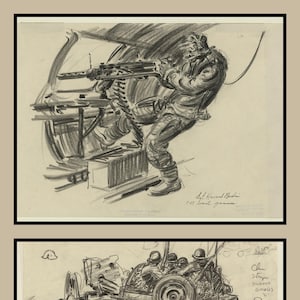 "350 historische Skizzen von amerikanischen Bürgerkriegs- und Zweiten Weltkriegssoldaten - Skizzenbuchseiten und britisch-britisches ""Postal Service""-Briefpapier und Umschlagkunst."