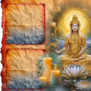 Acht digitale 8 x 10" zen-thema-junkjournaal QuikPage-lay-outs. .Png-indeling