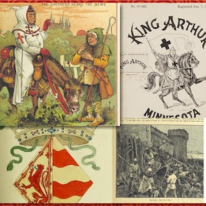 685 Vintage Medieval Book Illustrations - King Arthur, Knights of the Realm, Shields, Castles, Armor, Artifacts