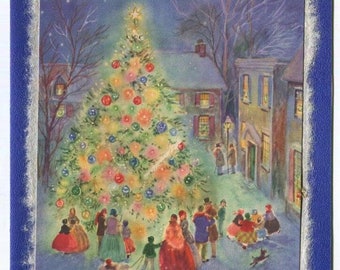 Curated Vintage Christmas Collection - 180 Vintage Christmas Card Illustrations Featuring Christmas Trees - Victorian to Mid-Century