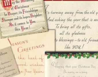 160 Journal, Collage and Scraps - Christmas Sentiments from vintage Christmas Cards