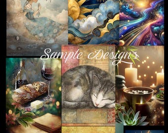 40 Printable A5 Nighttime Journal Notebook Page Designs 300 dpi, .png format