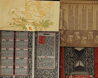 Colección curada: 250 páginas de calendario de diario con gráficos originales victorianos de poetas y autores: citas diarias, versículos bíblicos y prosa