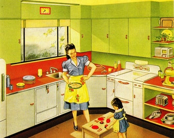 Amas de casa felices en los suburbios de la era atómica: 100 ilustraciones publicitarias de mediados de siglo