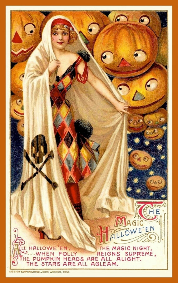 65 Vintage Halloween Cards - Large Illustrations Derived From  