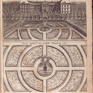 100 Vintage Ornamental Garden Planung und Layout Illustrationen, Zubehör, Einrichtungsgegenstände, Strukturen aus dem 17.