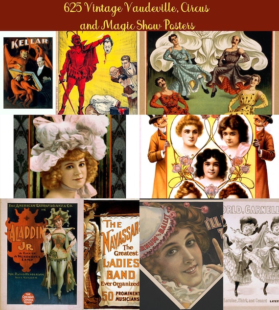 625 Colorful Vintage Vaudeville, Circus and Magic Show Poster