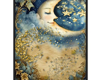 Celestial Art-Crescent Moon Framed Poster